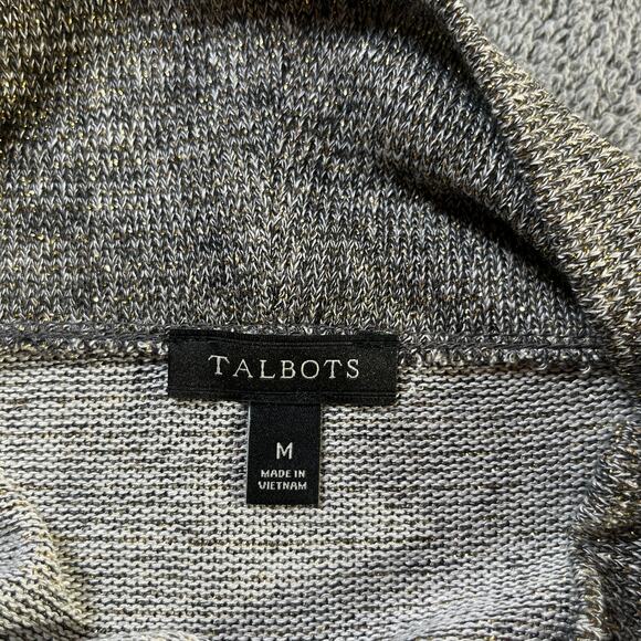 Talbots Sweater Womens Medium Gray Gold Metallic Knit Cowl Neck Long Sleeve NEW - Picture 5 of 9